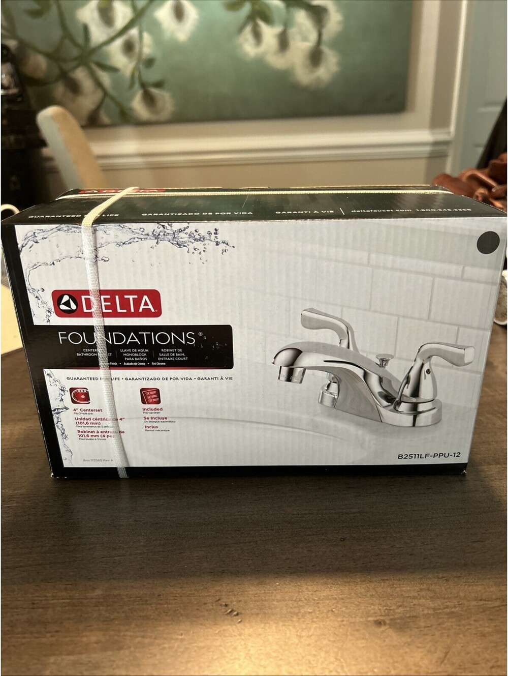 DELTA Foundations #B2511LF-PPU-12 Centerset 4" Bathroom Faucet CHROME New in Box
